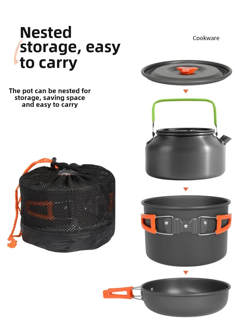 Nesting Camping Cooking Set - Conjunto de utensílios de cozinha DS-308