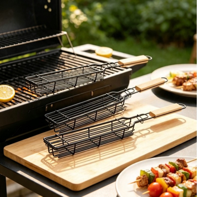 Nesting Camping Cooking Set - Cestas para Grelhar em Aço Inoxidável