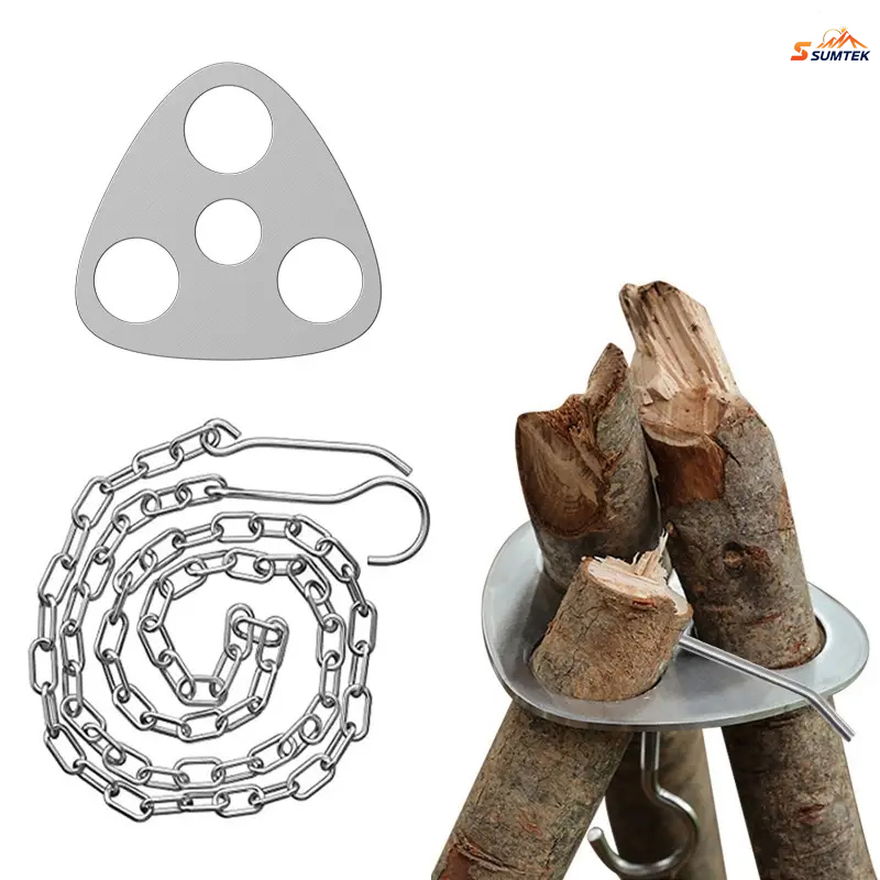 Camping Cooking Tripod - Aço inoxidável portátil acampamento tripé cabide