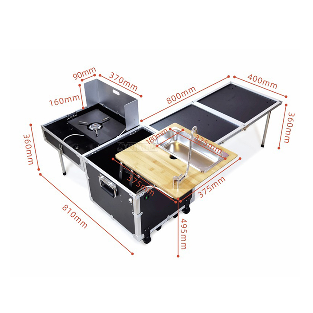 Camping Cooking Table With Storage - Cozinha móvel para exterior, caixa de