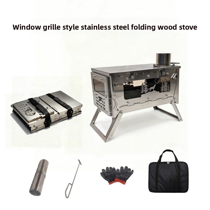 Camping Cooking Wood Stove - Fogão a Lenha Portátil Dobrável de