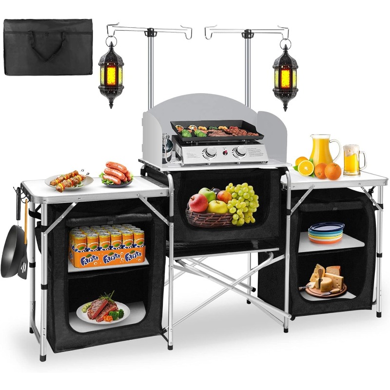 Camping Cooking Table With Storage - Venda quente de acampamento ao ar
