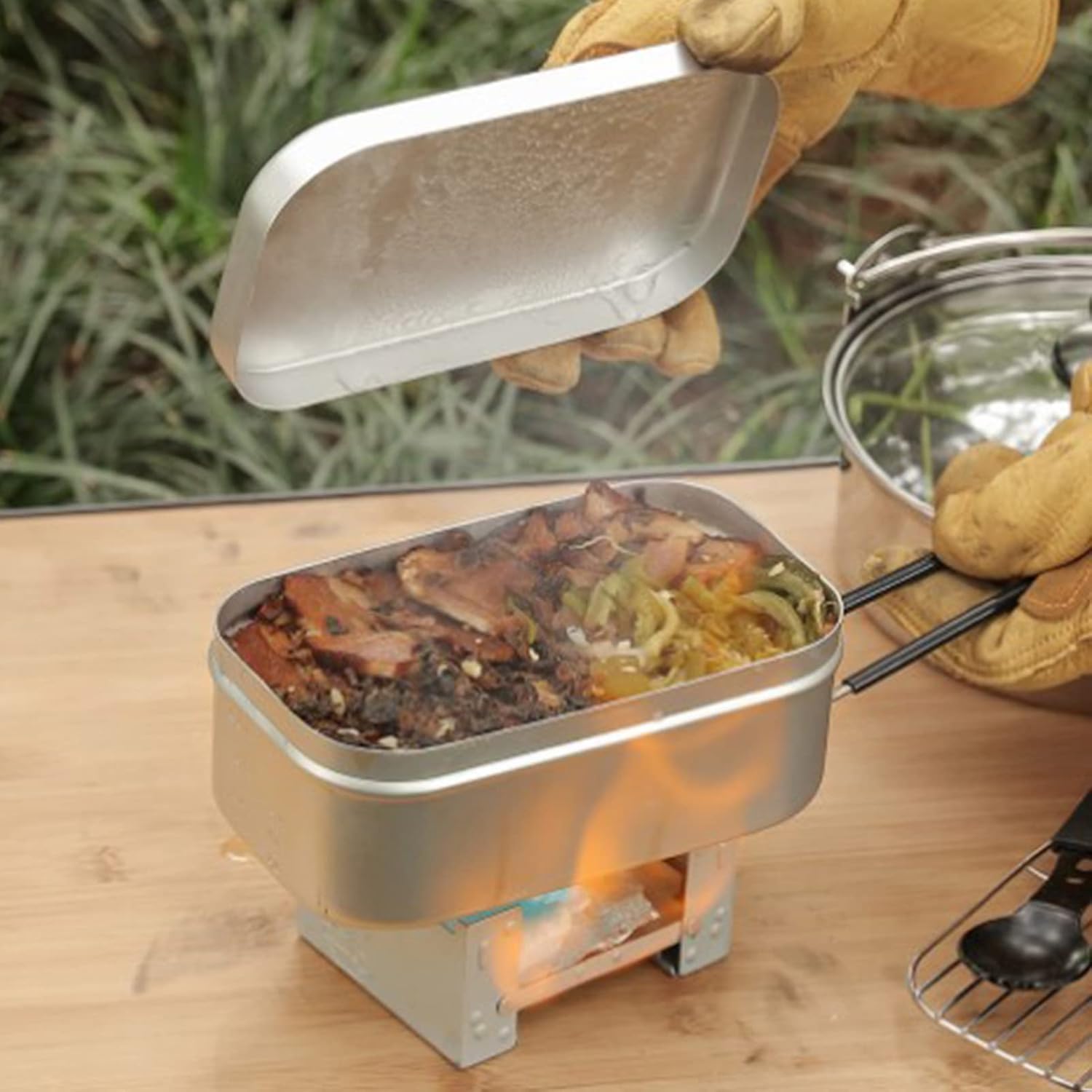 Camping Cooking Box - Alça dobrável da caixa de bento,