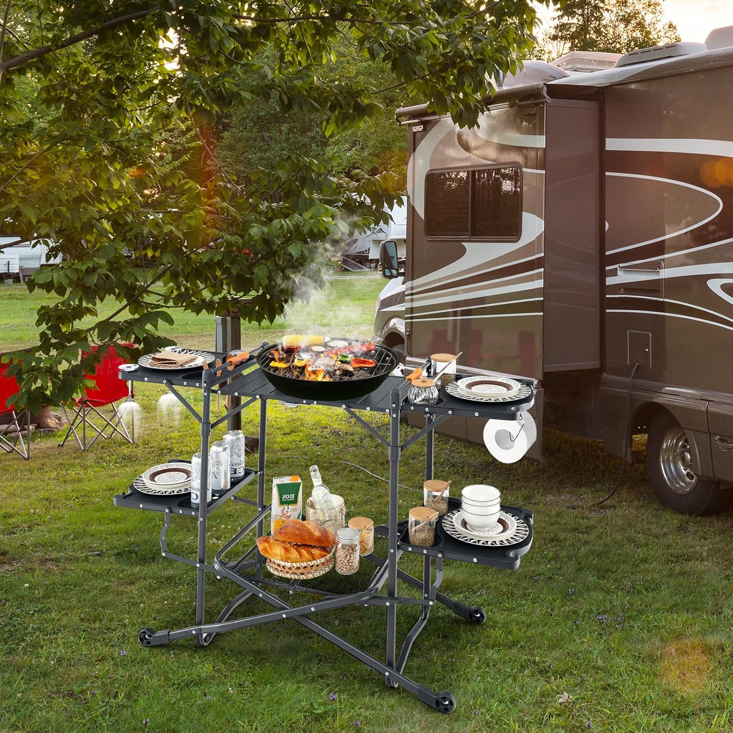 Mesa de Cozinha Portátil para  - Camping Cooking Table With Storage avaliação e preço