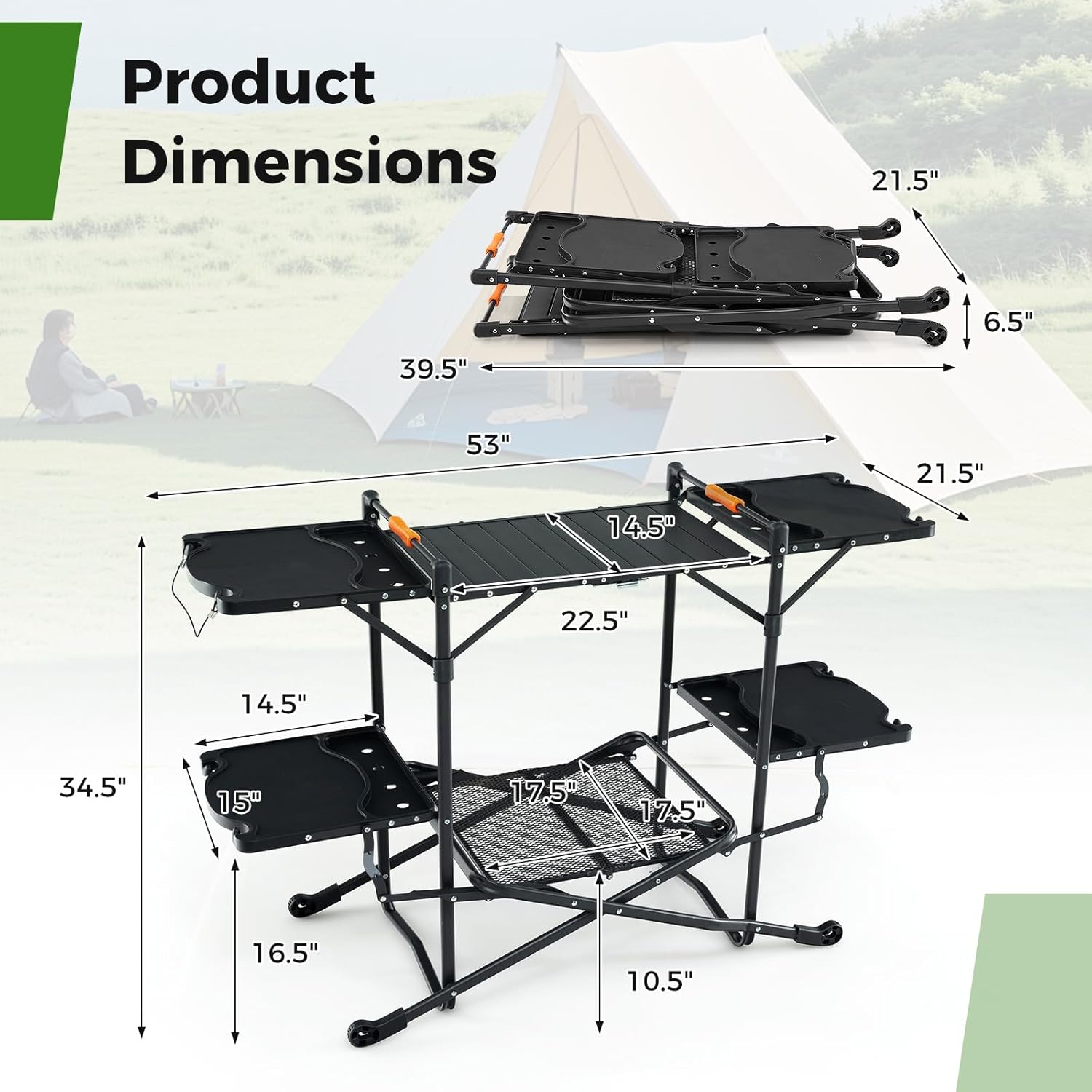 Mesa de Cozinha Portátil para  - Camping Cooking Table With Storage avaliação e preço