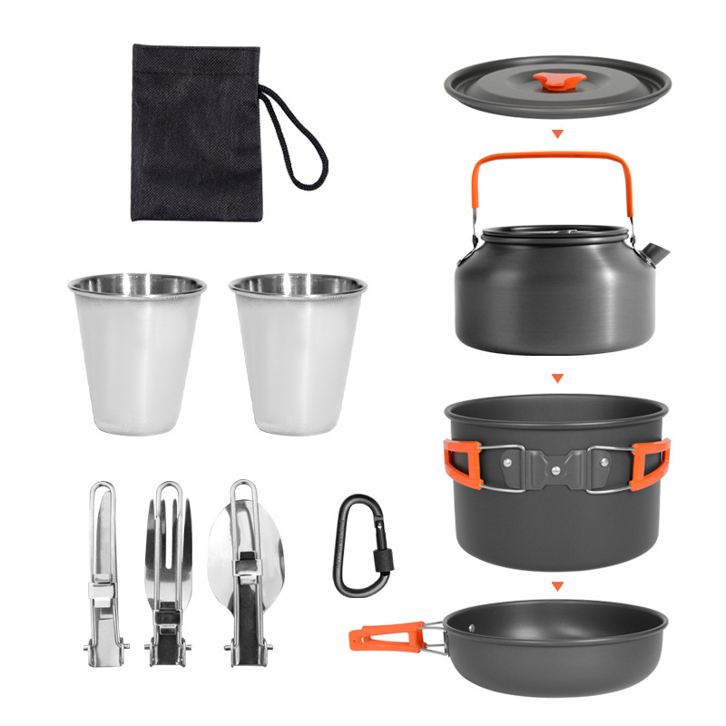 Conjunto de utensílios de cozi - Nesting Camping Cooking Set avaliação e preço