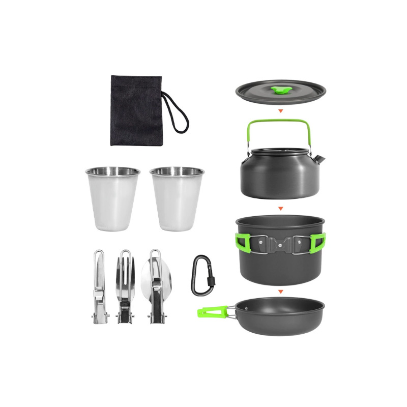 Conjunto de utensílios de cozi - Nesting Camping Cooking Set avaliação e preço