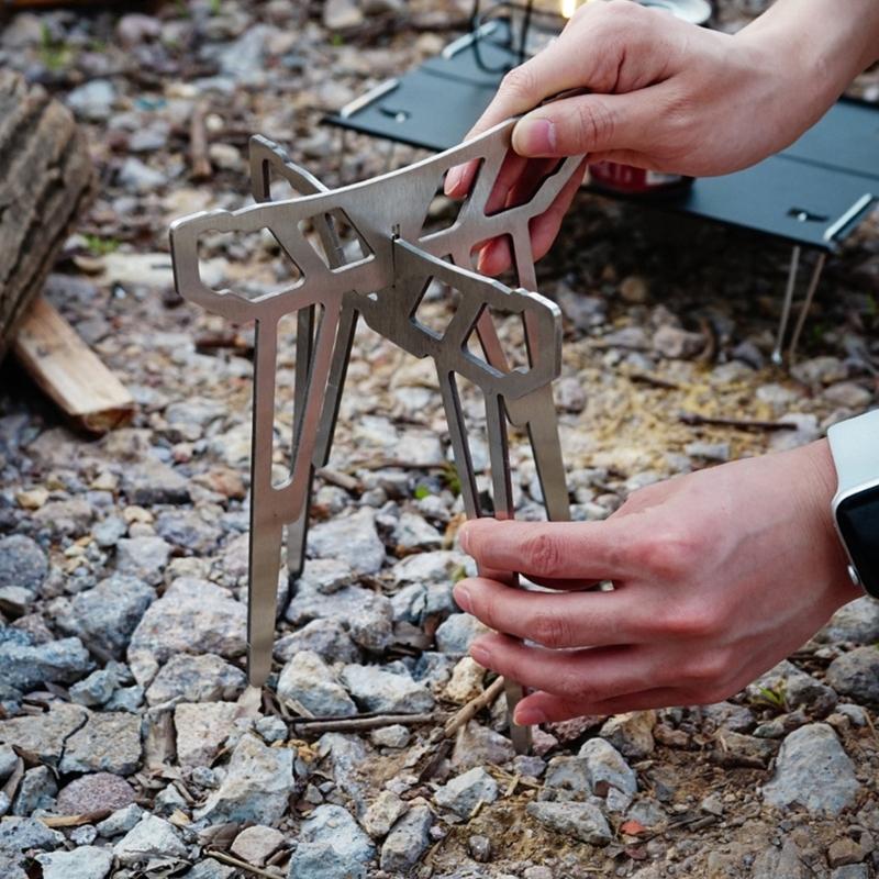 55 Base fogão dobrável para co - Camping Cooking Pot Tripod avaliação e preço