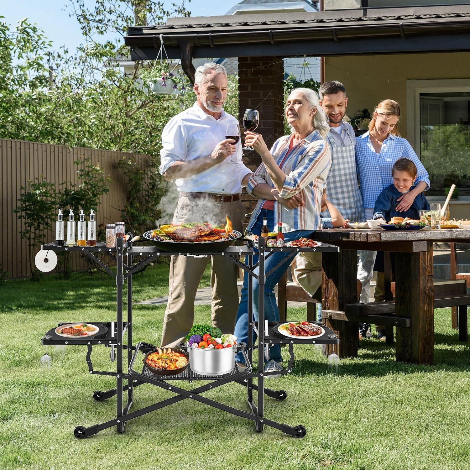 Mesa de Cozinha Portátil Dobrá - Camping Cooking Table With Storage avaliação e preço