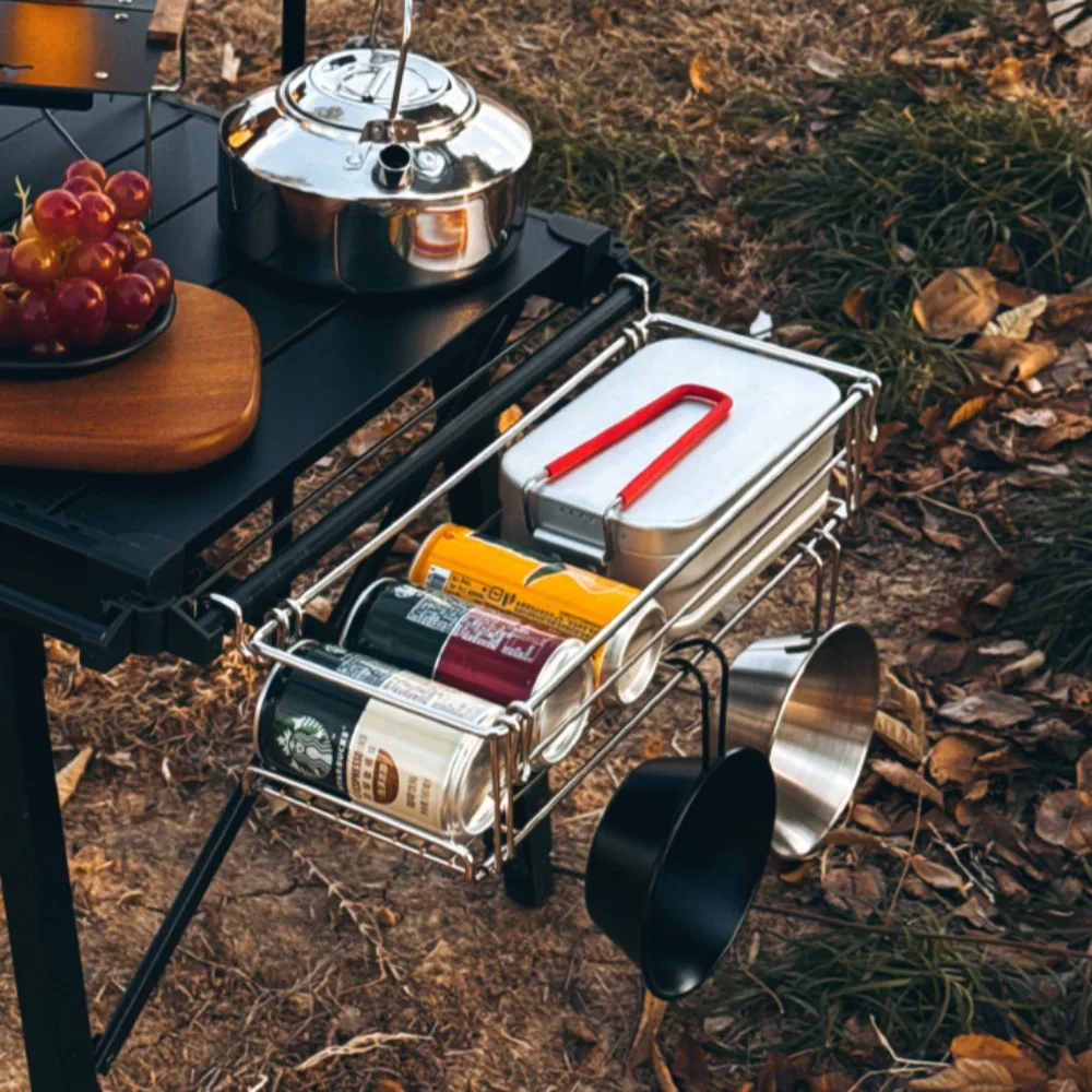 Suporte Lateral Dobrável de Al - Camping Cooking Table With Storage avaliação e preço