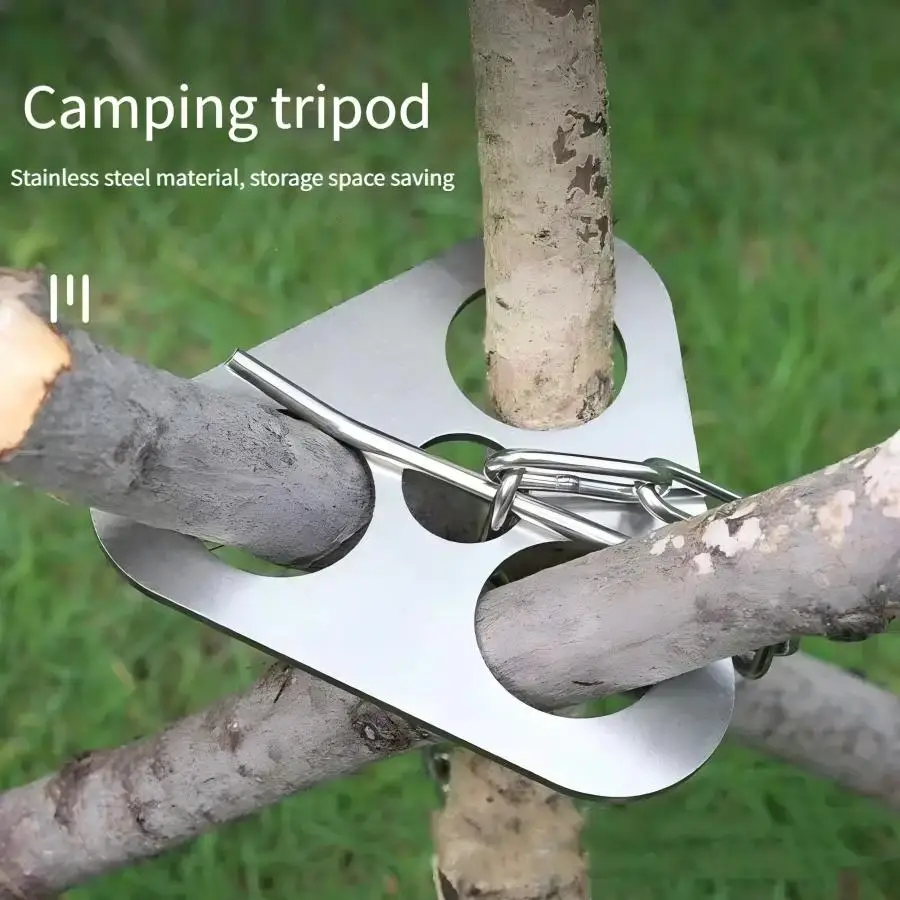 Aço inoxidável portátil acampa - Camping Cooking Tripod avaliação e preço