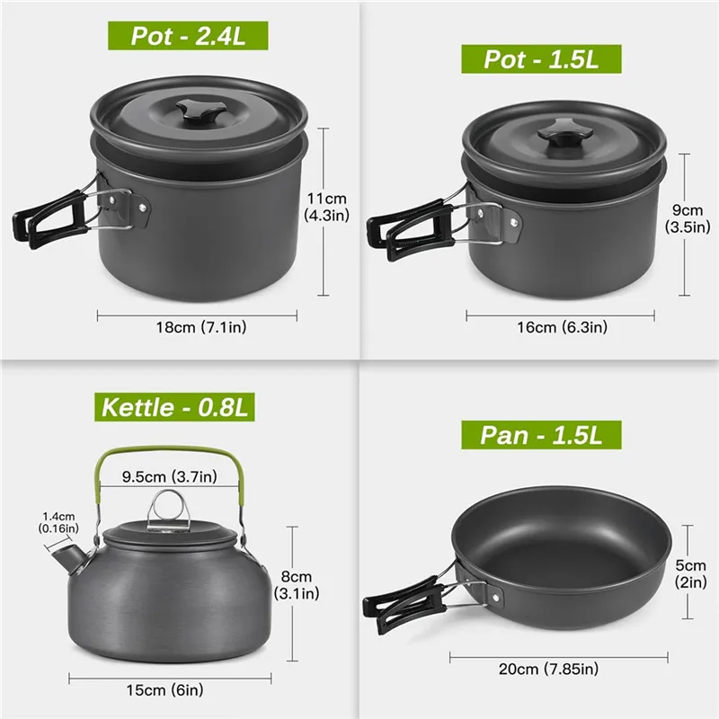Conjunto de utensílios de cozi - Nesting Camping Cooking Set avaliação e preço