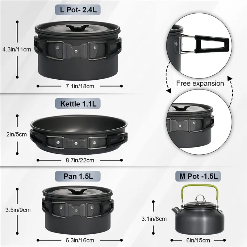 Conjunto de utensílios de cozi - Nesting Camping Cooking Set avaliação e preço