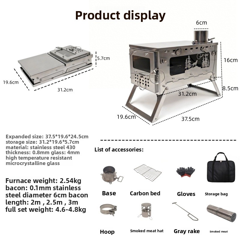 Fogão a Lenha Portátil Dobráve - Camping Cooking Wood Stove avaliação e preço