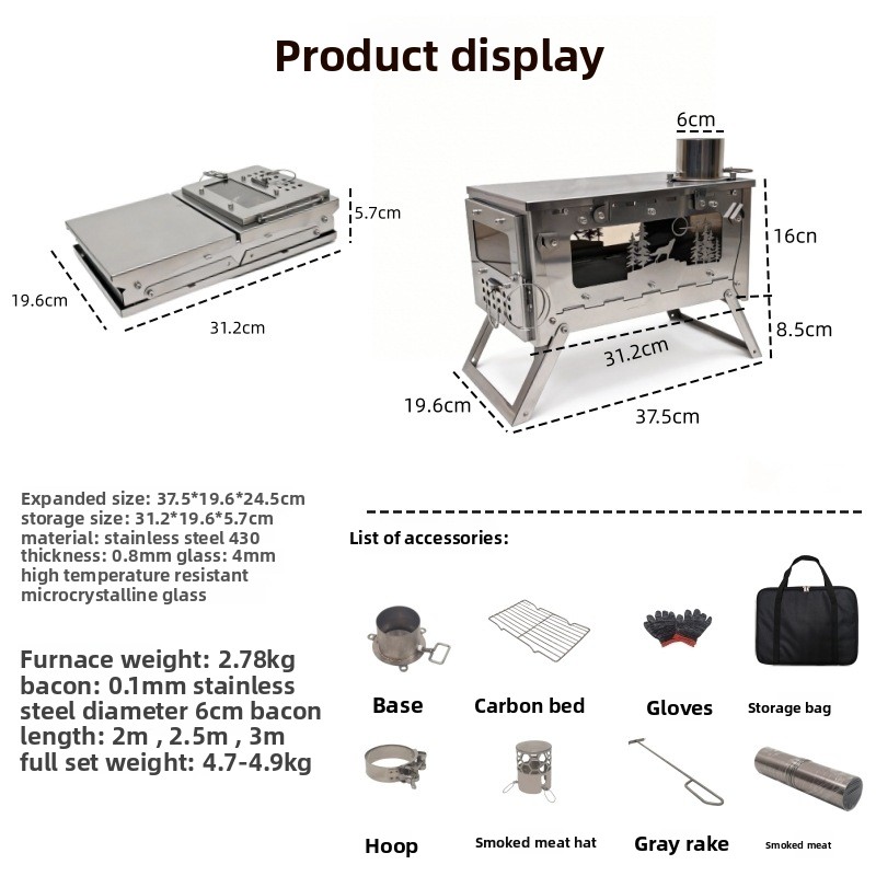 Fogão a Lenha Portátil Dobráve - Camping Cooking Wood Stove avaliação e preço