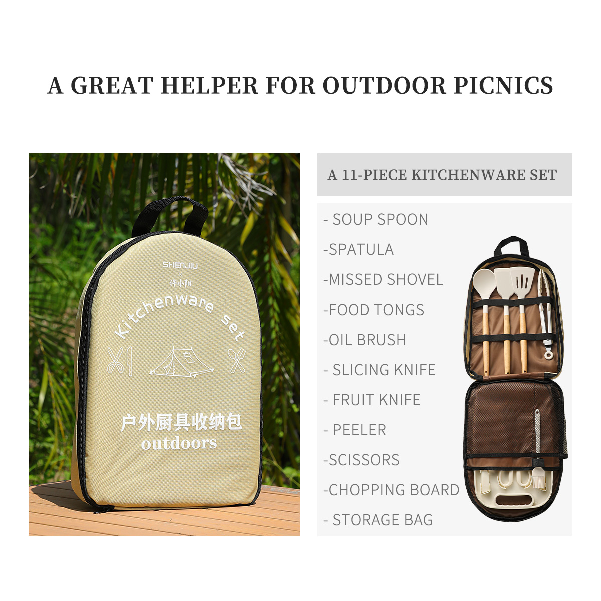 Conjunto de piquenique ao ar l - Camping Cooking Knife Set avaliação e preço